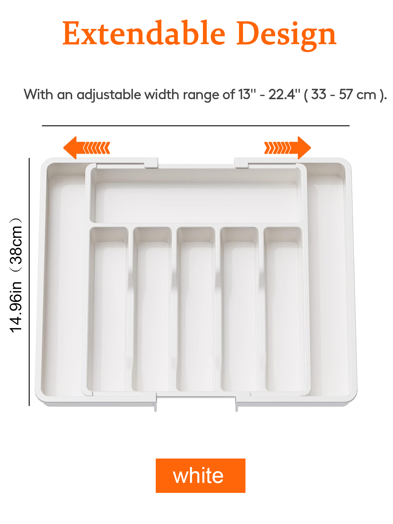 Expandable Kitchen Drawer Organizer - Adjustable Retractable Cutlery Storage Box with Dividers for Utensils, Home Organization: WHITE