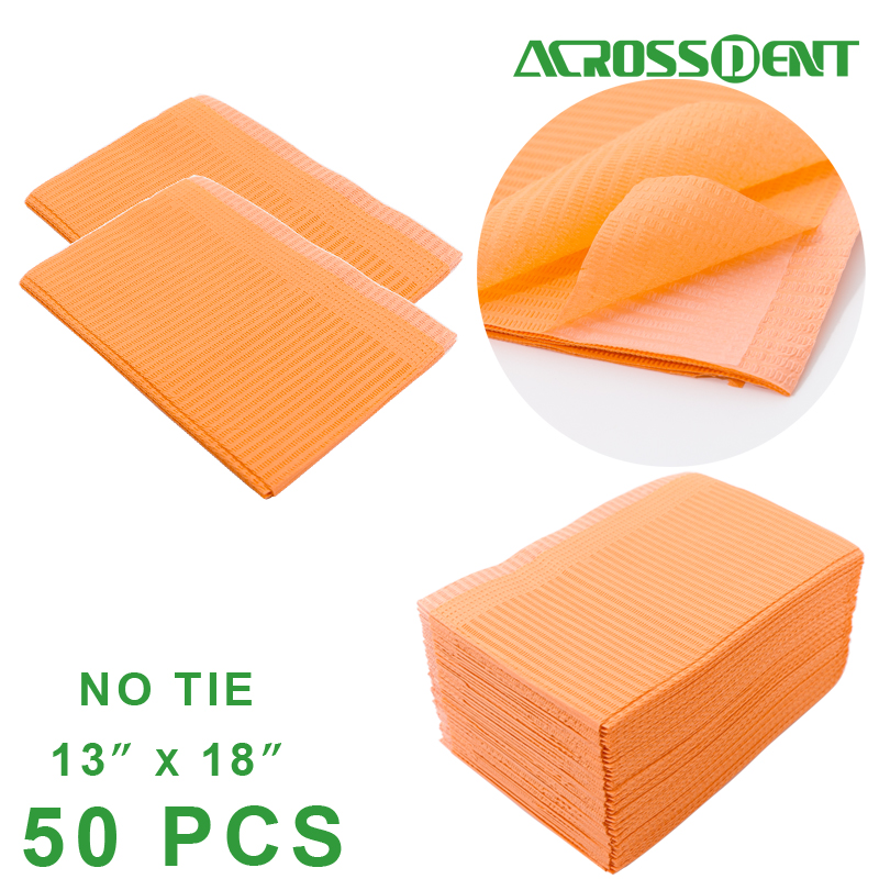 Babero Dental, servilleta de dentista, delantal impermeable desechable, almohadillas limpias para tatuajes de belleza, hojas de odontología, cubierta protectora, 50 unidades: Naranja