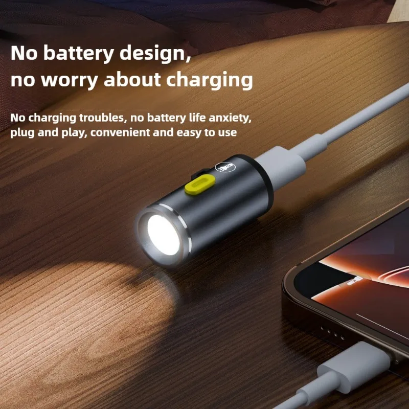 Compact Type C Power Flashlight Mini Portable LED Light Small LED Torches for Outdoor Lighting Cycling Camping and Hiking