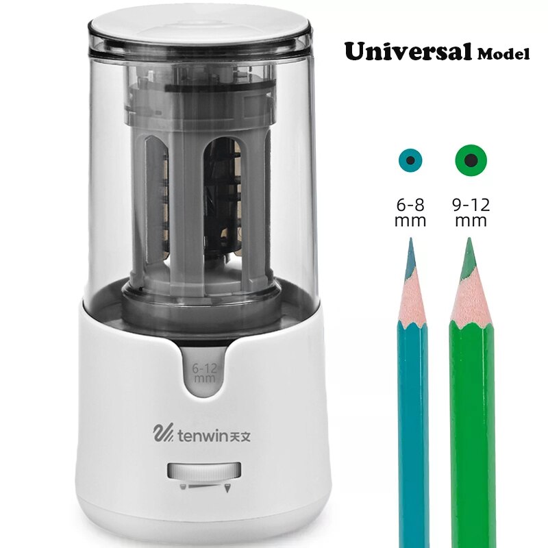 Sacapuntas eléctrico automático grande, papelería de alta resistencia para lápices de colores, USB mecánico para niños y artistas: 8038 White