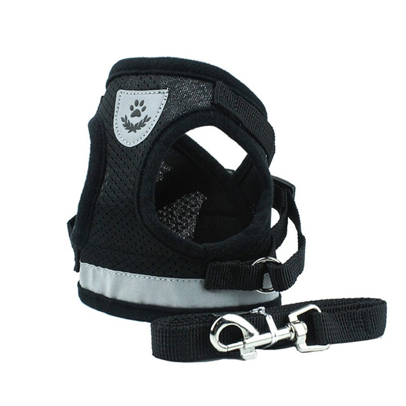 Harnais réfléchissant pour chiens | Harnais et laisse pour animaux de compagnie en mailles, Set de harnais pour petits chiens, Chihuahua Corgi, chaîne pour chiens, szelki dla psa: Black / XL