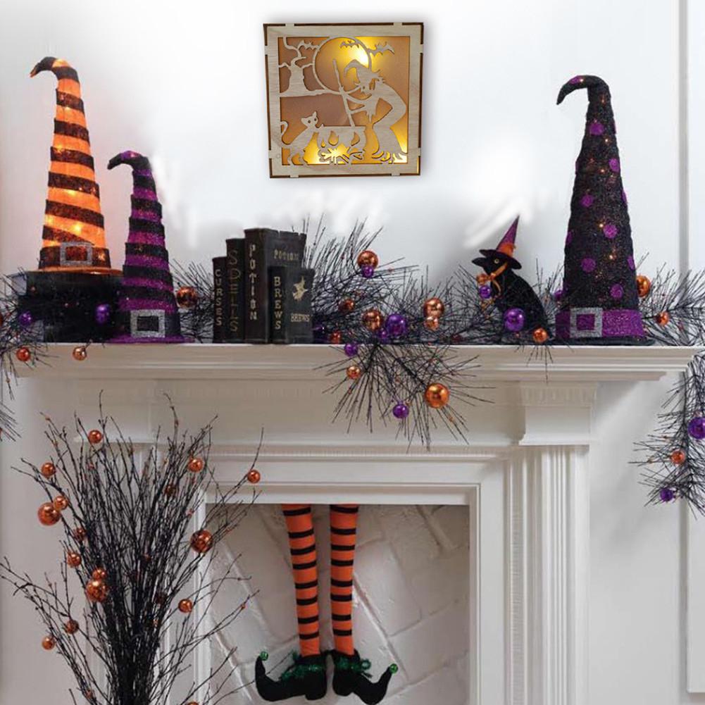 Opvaskemaskine træ hule hængende vedhæng græskar hjemsøgt hus led lys 3d halloween fest dekoration håndværk