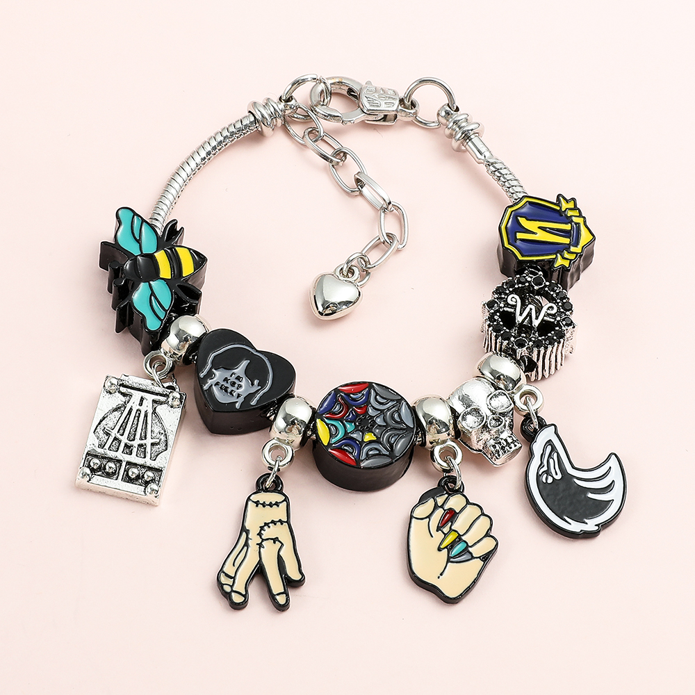 Wednesday Addams Armband Regenboog Raam Kralen Armbanden Pet Hand Ding Hanger Armband Gothic Sieraden Voor Vrouwen Accessoires Cadeau