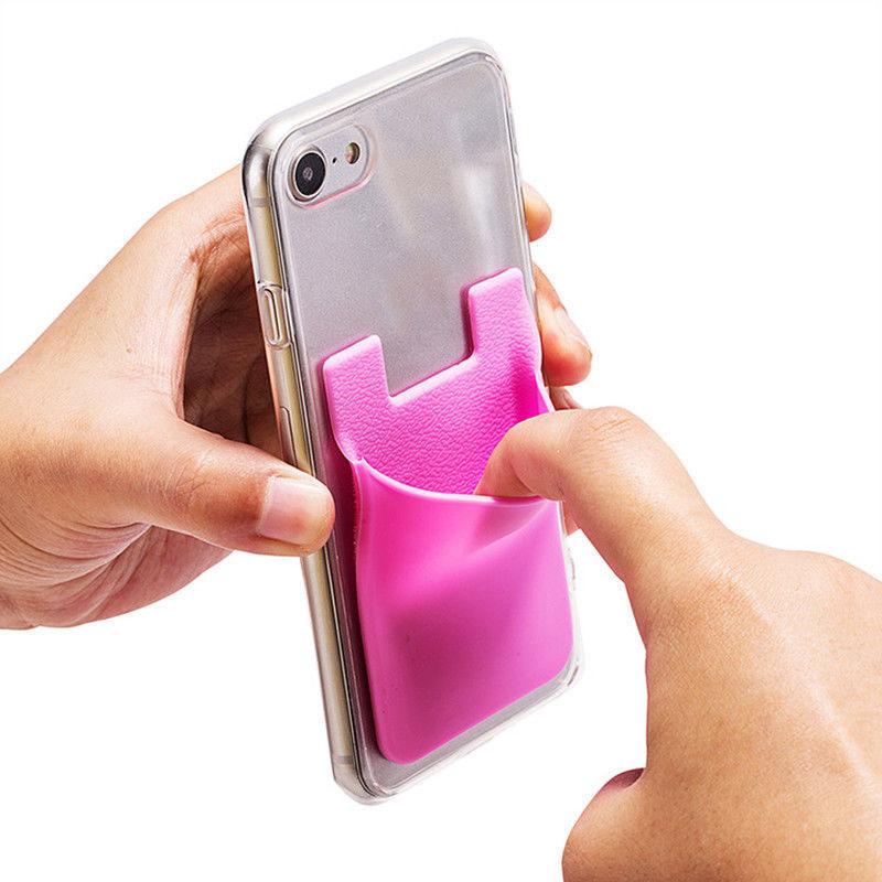 Dubbele Zak Elastische Stretch Siliconen Mobiele Telefoon Id Credit Kaarthouder Sticker Universal Wallet Case Card Houder Voor Telefoon