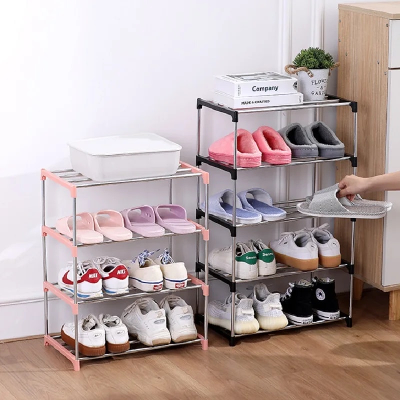 3/4 Schuhregal, mehrschichtiges und platzsparendes Schuhregal für einfache Aufbewahrung und Aufbewahrung Ich bin Haushalt, drei und vierlagige Schuhregale