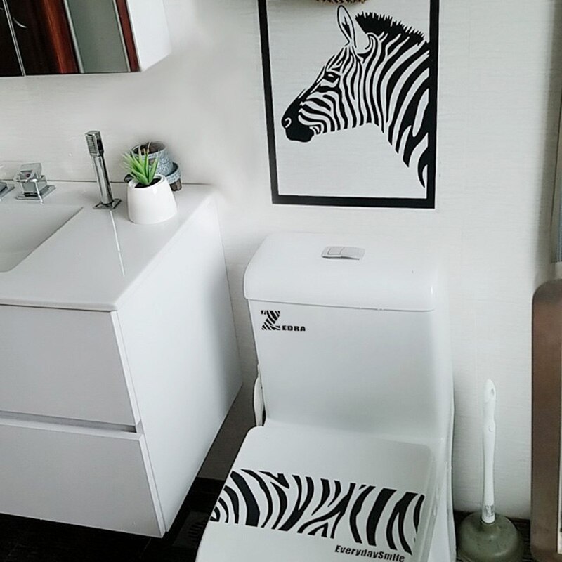 Zebra Cartoon PVC Waterproof Toilet Sticker Nordic Funny Animal Wall Decor Bathoom Home Decoration Removable Wallpaper