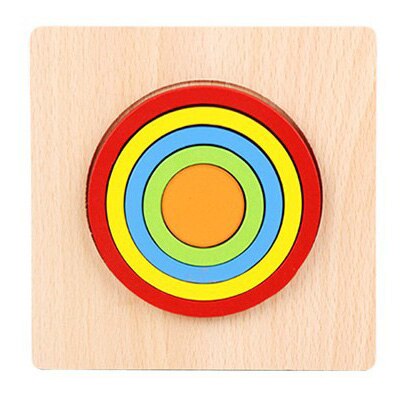 1PCS Wooden Puzzle Toys for Children Geometric Shape Montessori 3D Puzzle Toys for Baby Early Educational Learning: H