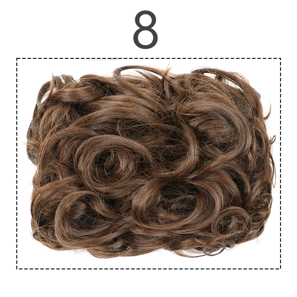 Moño de pelo sintético para mujer, moño rizado marrón Rubio, moño desordenado, peine, Clip en extensión de cabello, Updos, postizos