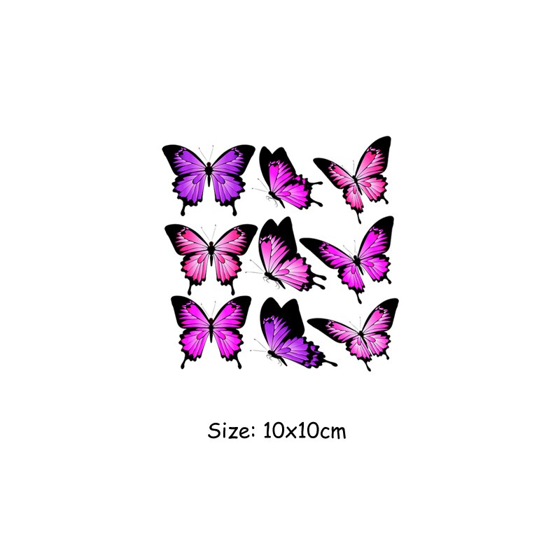 Butterfly tøj badges patches diy tilbehør stryge på tøj klistermærker varmeoverførsel applikation på tøj: 10 x 10cm
