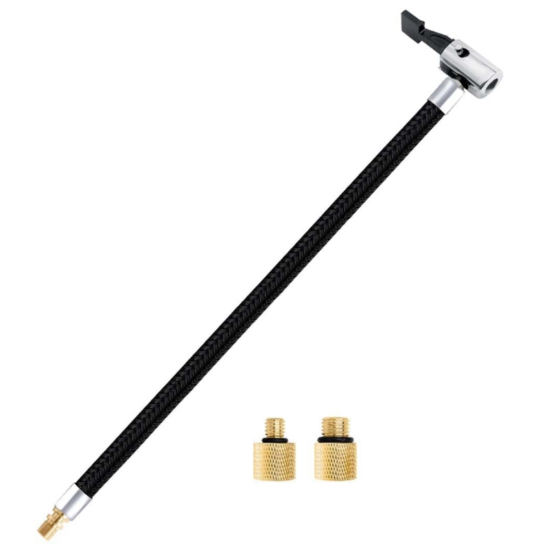 Bildæk luftkompressorslange dækslange med adaptere udskiftningspumpe forlængerslangetilslutning: Sort