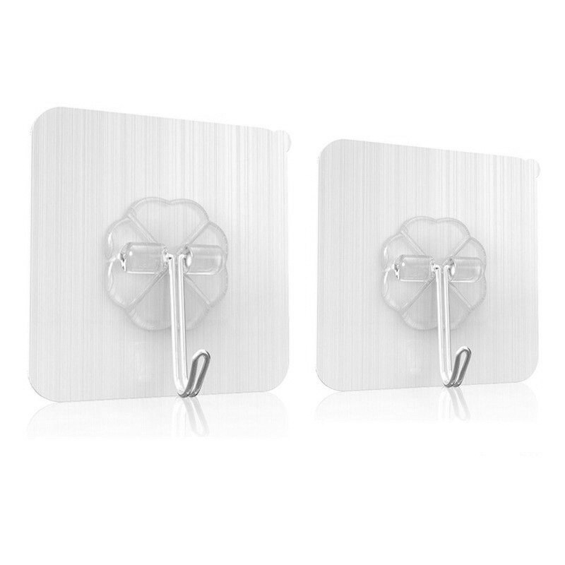 6pc Transparent hook seamless strong hooks coat hat stick hook bathroom wall free perforation plastic stick kitchen items