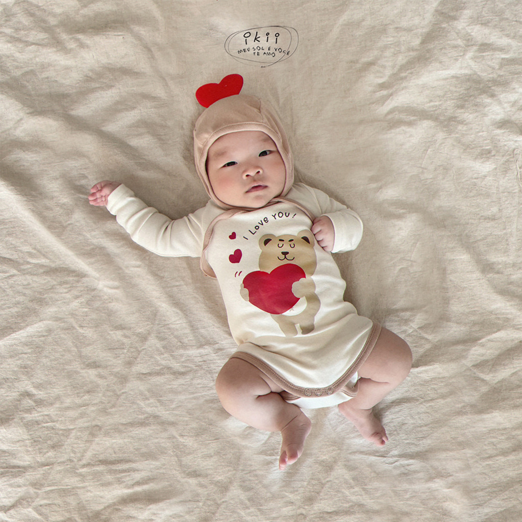 Kurzarm-babybody mit bärenmuster für jungen und mädchen, sommer-baumwoll-Gesamt