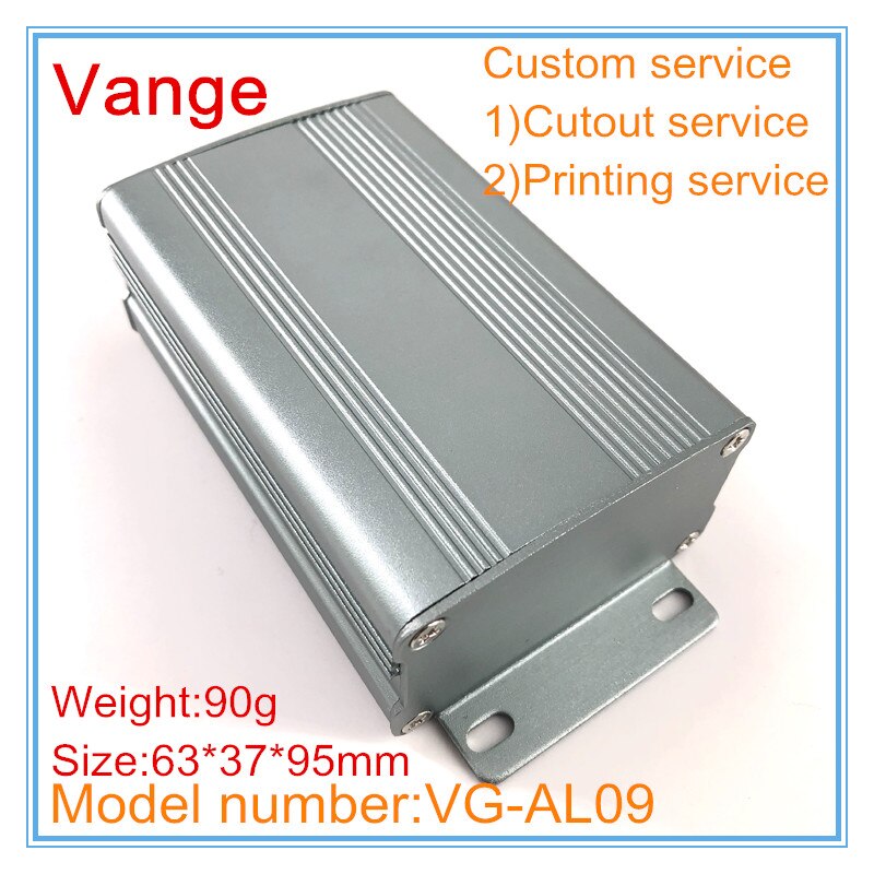 2 stks/partij zandstralen oppervlak geëxtrudeerd aluminium behuizing diy case 6063-T5 geïnjecteerd ijzer grijs 63*37*95mm voor mixer apparatuur