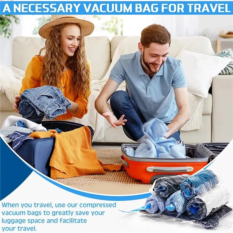 Oprolbare reisruimtebesparende opbergzakken voor bagage, kleding, cruiseschip, Essentials Home Packing-Organizer