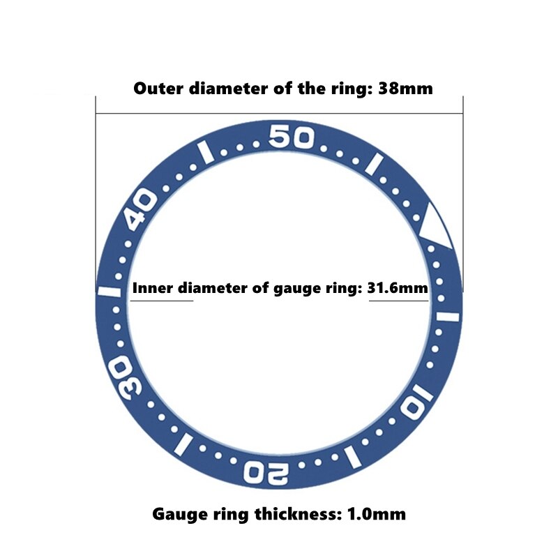 38Mm Diameter Wit Op Blauw Keramische Bezel Insert Voor Submariner Herenhorloge Horloges Vervangen Accessoires Horloge Gezicht: blue2