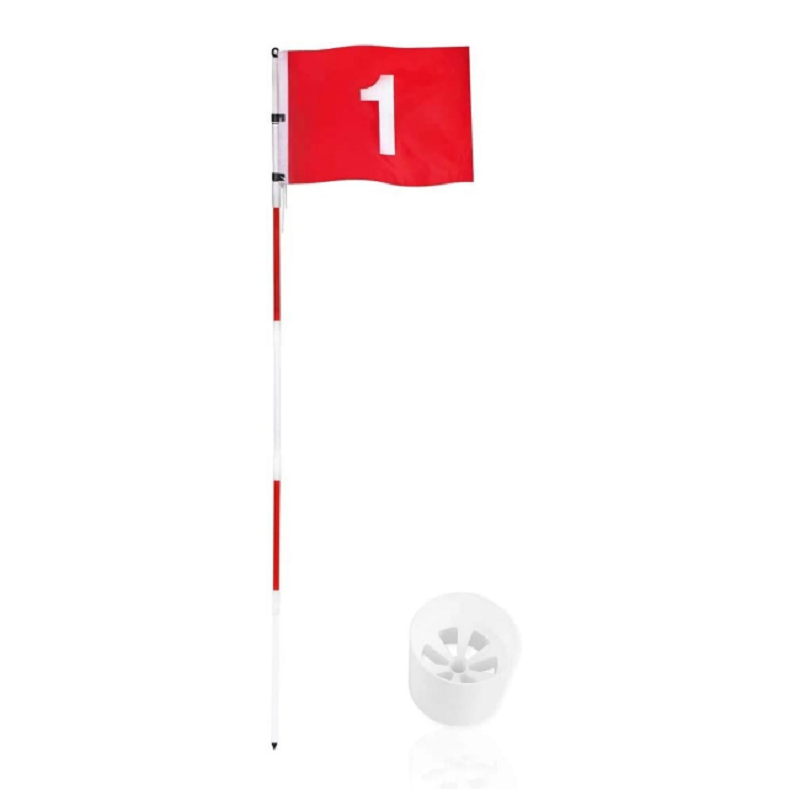 Golf Flagsticks Flags Hole Pole Cup Set Portable 5 Section Practice Golf Pin Pole Flags for Yard Garden Training