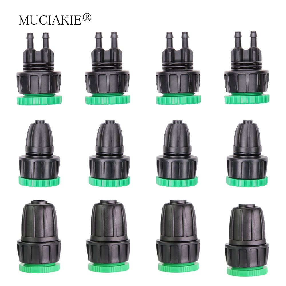 MUCIAKIE 3PCS Garden Tap 1/2" 3/4" Female Thread To 4/7mm 8/11mm 16mm Hose Adapter Garden Water Connester Micro Tubing Connecter