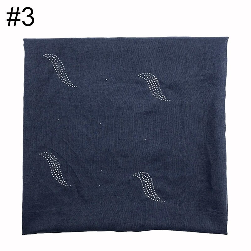 1PC musulman foulard bandana solide écharpe chaude strass châles carré pashmina femmes populaire silencieux islamique hijab: 3
