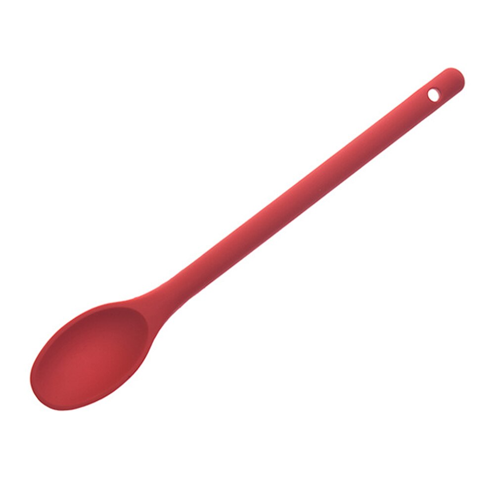 4 Colors Food Stirring Kitchen Baking Serving Silicone Mixing Spoon Long Handle Heat Resistant Portable Cooking Tool Nonstick
