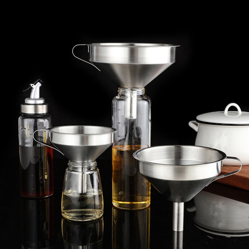 Stainless Steel Funnel Kitchen Oil Liquid Funnel Metal Funnel with Detachable Filter Wide Mouth Funnel for Canning Kitchen Tools
