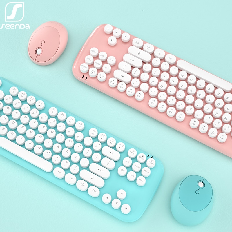 SeenDa 2.4G Wireless Bluetooth Keyboard Mouse Combos for Computer Phone Switch Between Bluetooth & 2.4G Connect Up to 3 Devices