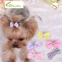 5 kleuren streep pet hondentondeuse kleine bows leuke haar voor kleine honden ambachtelijk pet haaraccessoires met clips puppy sieraden