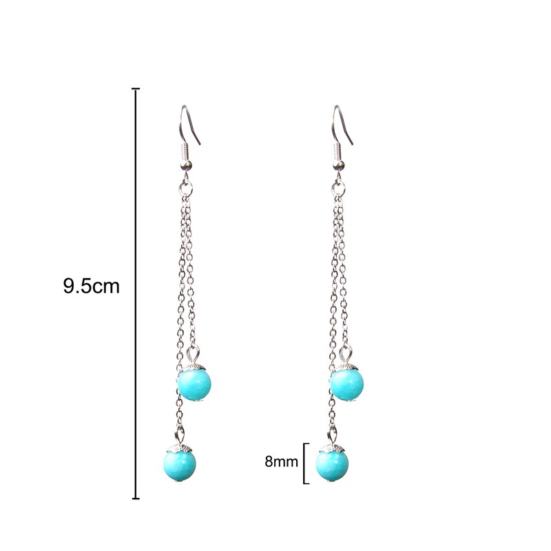 Simples brincos longos para mulher natiral pedra brincos de gota statemwnt borla eardrop balançar fahion jóias femininas brincos presentes: Turquoise