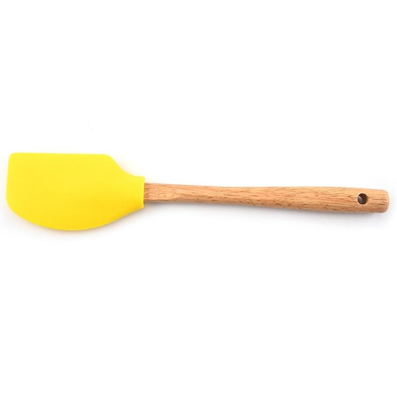 Justdolife 1Pc Keuken Bakken Spatel Siliconen Houten Handvat Schraper Spatel Gebak Spatel Bakken Tools Accessoires: Yellow
