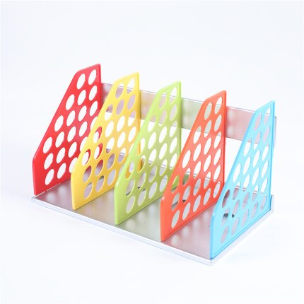 Office Desk File Organizer Magazine Holder Four-columns Bookshelf Paper Organizer Document File Storage Book Stand: Colorful