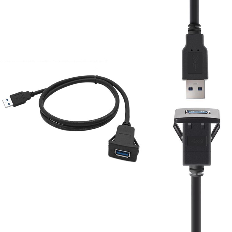 USB 3.0 Extension USB Mount USB Panel Flush Mount Cable for Car, Boat, Motorcycle Panel Mount Cable