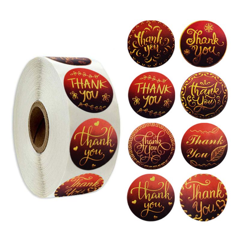 500 Pcs / Roll Sealing Sticker Labels Thank You Sticky Stickers Baking Paper Gif 667A