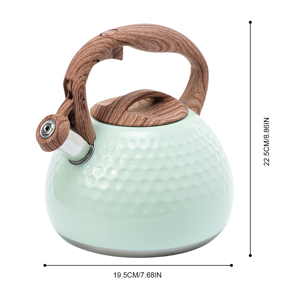 Bouilloire à thé en acier inoxydable, théière universelle en forme de citrouille noire, avec poignée résistante à la chaleur, pour toutes les cuisinières, 3,5 l: 3L Green