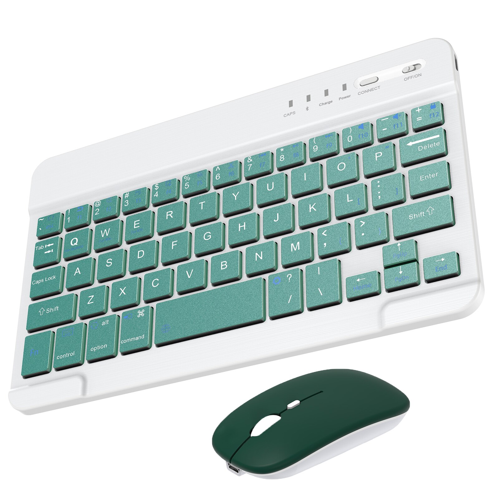 Mini Wireless Keyboard Bluetooth Keyboard For ipad Phone Tablet Rechargeable keyboard For Android ios Huawei Samsung Xiaomi: 7in-Green2-Set