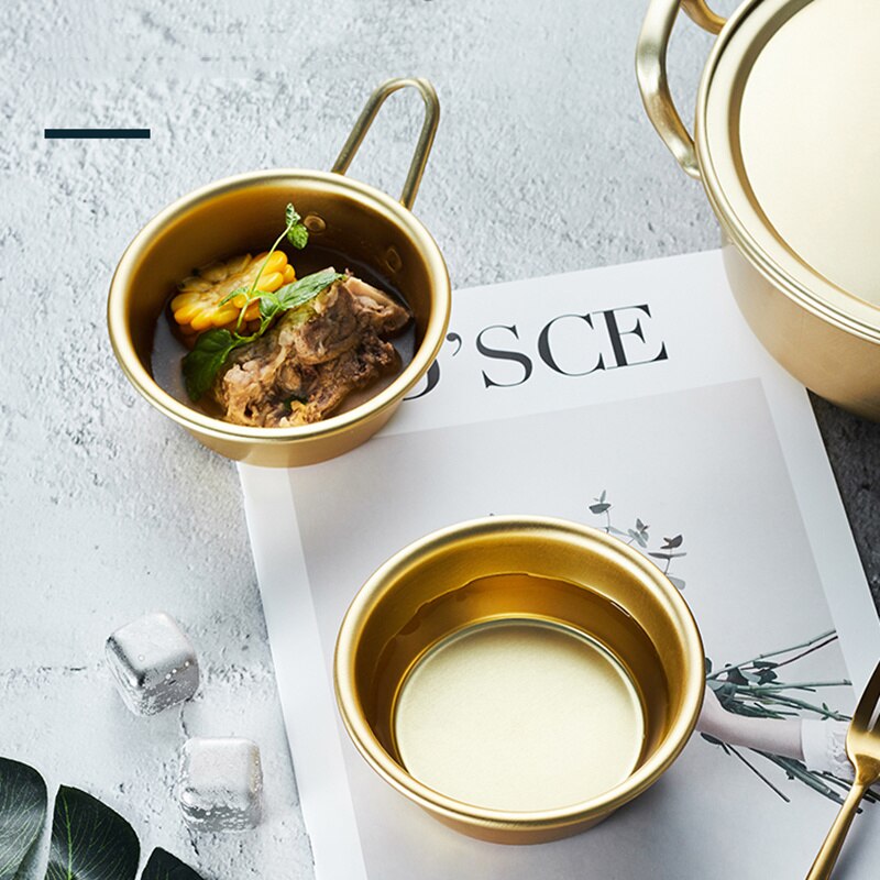Gull aluminiumsskål med håndtak salat nudler risbolle 300ml frokostservise servise tilbehør 1pc vinkopp