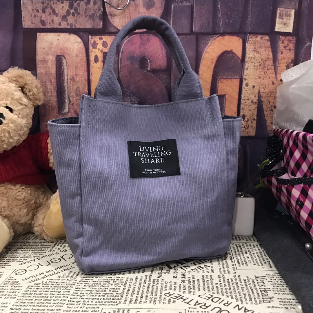 Women Pure color Tote Canvas Casual Hand Bags Lady messenge Bag Simple Canvas Shoulder Bag female Casual Tote: Gray