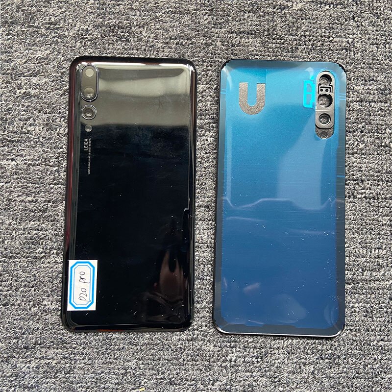 Vervanging Voor Huawei P20 Pro Terug Behuizing Glas Achterklep Battery Case Met Camera Lens Panel + Adhesive montage: with lens black