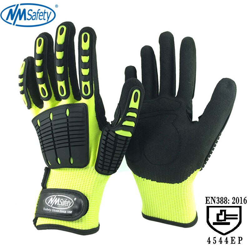 NMSafety-gants de sécurité ANSI A5, de travail avec revêtement HPPE résistant aux coupures, Anti-Vibration, niveau 5, mécanique: DY1350AC-HYBLK / M