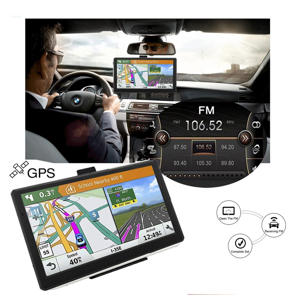 Gps navigator 7 tommer hd fm bluetooth stemme bil alarm bærbar bil navigation 256bm navigation biltilbehør nyeste europakort
