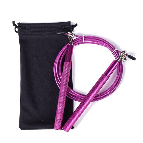 Free pouch 3 Meters METAL BEARING and Handle skipping rope / Speed Cable Jump Rope Crossfit MMA Box home gym / NPFL: Rose Red