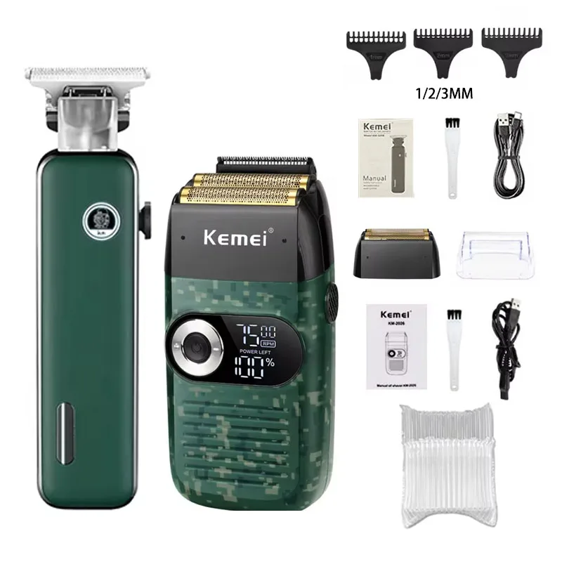 Kemei KM-2027 KM-5098 Professioneller Haarschneider und Bartschneider Neues USB wiederaufladbarer Rasierer für Männer Elektrische Haarschneidemaschinen: WHITE