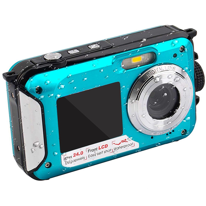 3C-Underwater Camera 24.0MP Waterdichte Digitale Camera Full HD 1080P Zelfontspanner Dual-Screen Video-opname Waterdichte camera