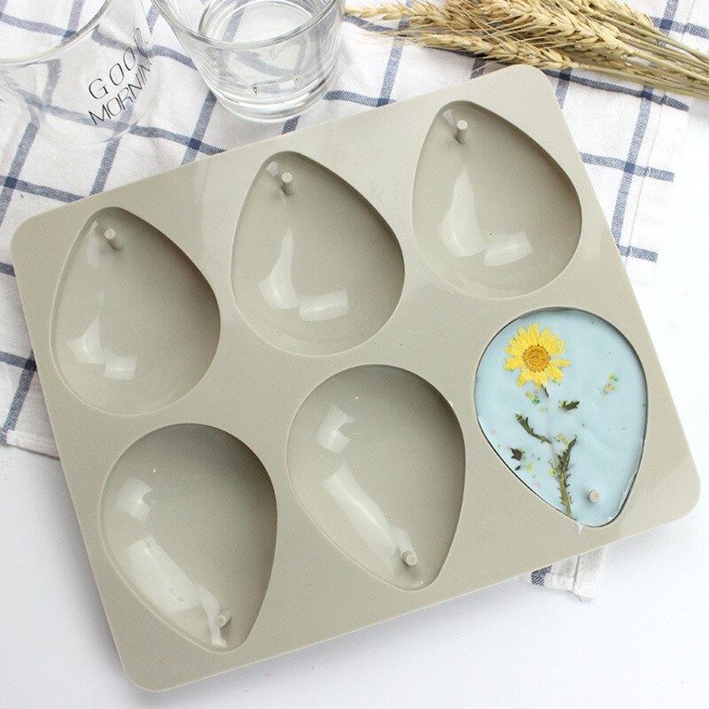 26x22cm Wax Tablet Silicone Mold DIY Handmade Candle Molds for Plaster Soap 6 Linked Aromatherapy Gypsum Water Drops Form
