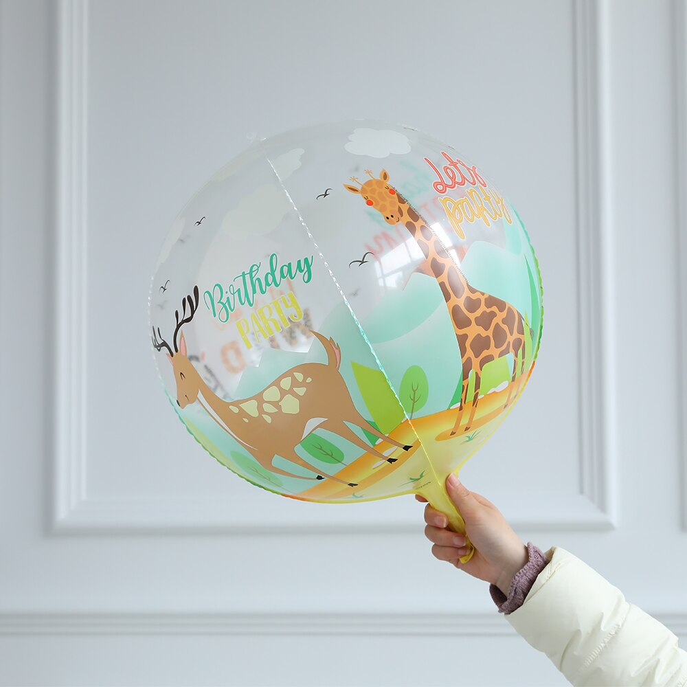 3pz 4d 22 pollici palloncini animali giungla bambino doccia bambini decorazione festa di compleanno dinosauri animali selvatici tigri Globos trasparenti