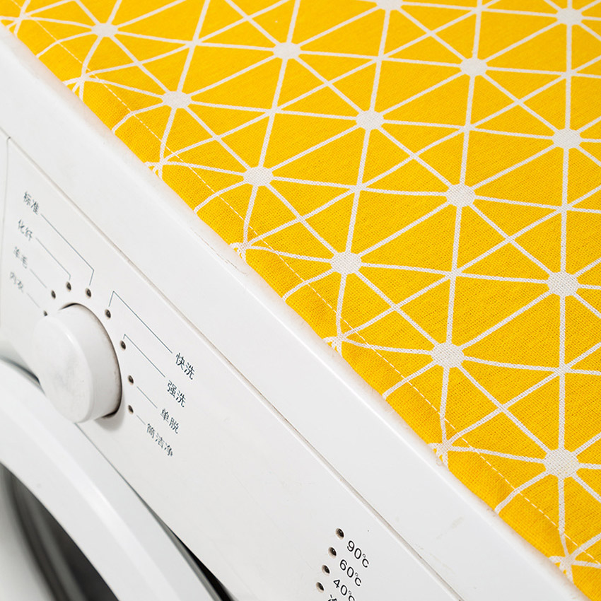 Geel Geometrische Printing Stofdicht Cover Katoen Linnen Wasmachine Koelkast Magnetron Nachtkastje Decoratie