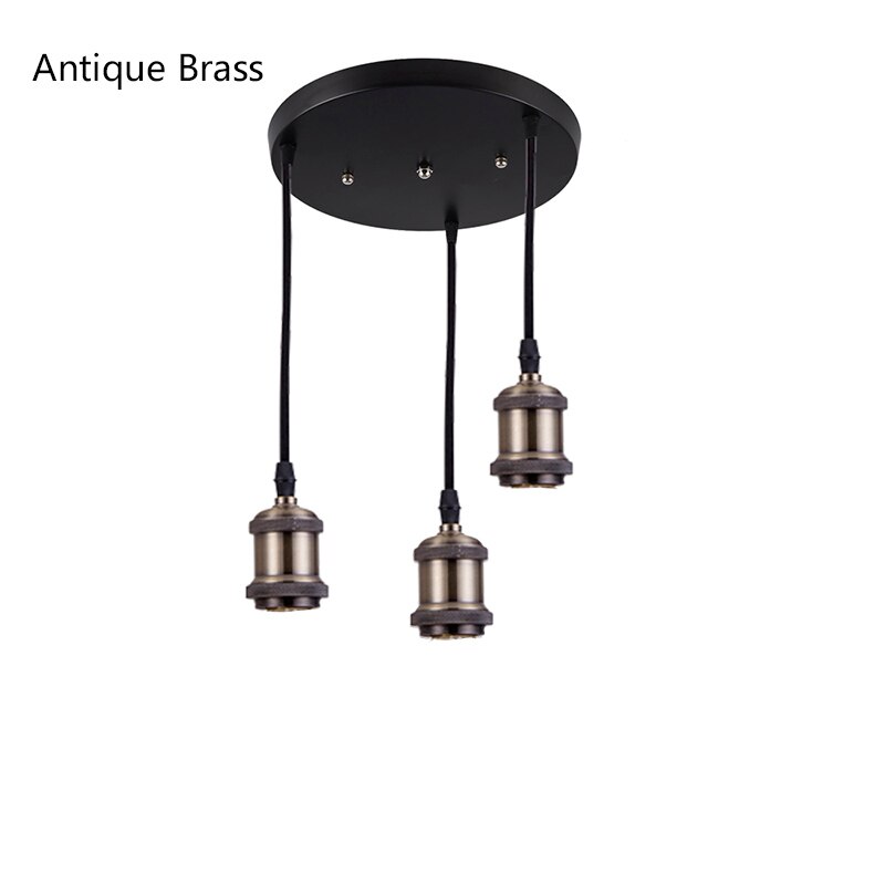 E27 Socket Aluminum Light Lamp Holder E26 Screw Bulb base Vintage Pendant lights Industrial Retro Fittings lamp holder Fixture: Antique Brass Round