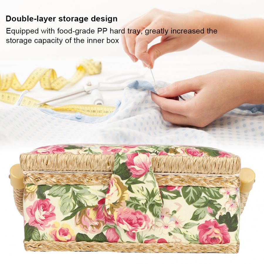 Household Fabric Craft Handmade Sewing Basket Thread Needle Storage Box Organizer Hanging Basket Sewing Accessories