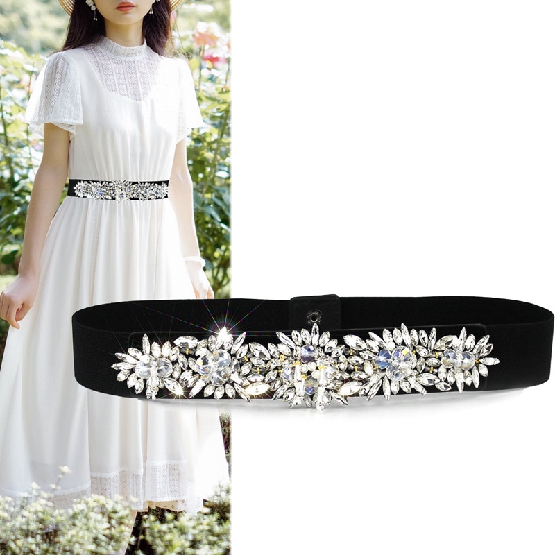 Cinturón de vestido de noche blanco y negro, cristal hecho a mano, Diamante de imitación, cinturón de boda para novia, adorno de cuentas, fajín, accesorio B67