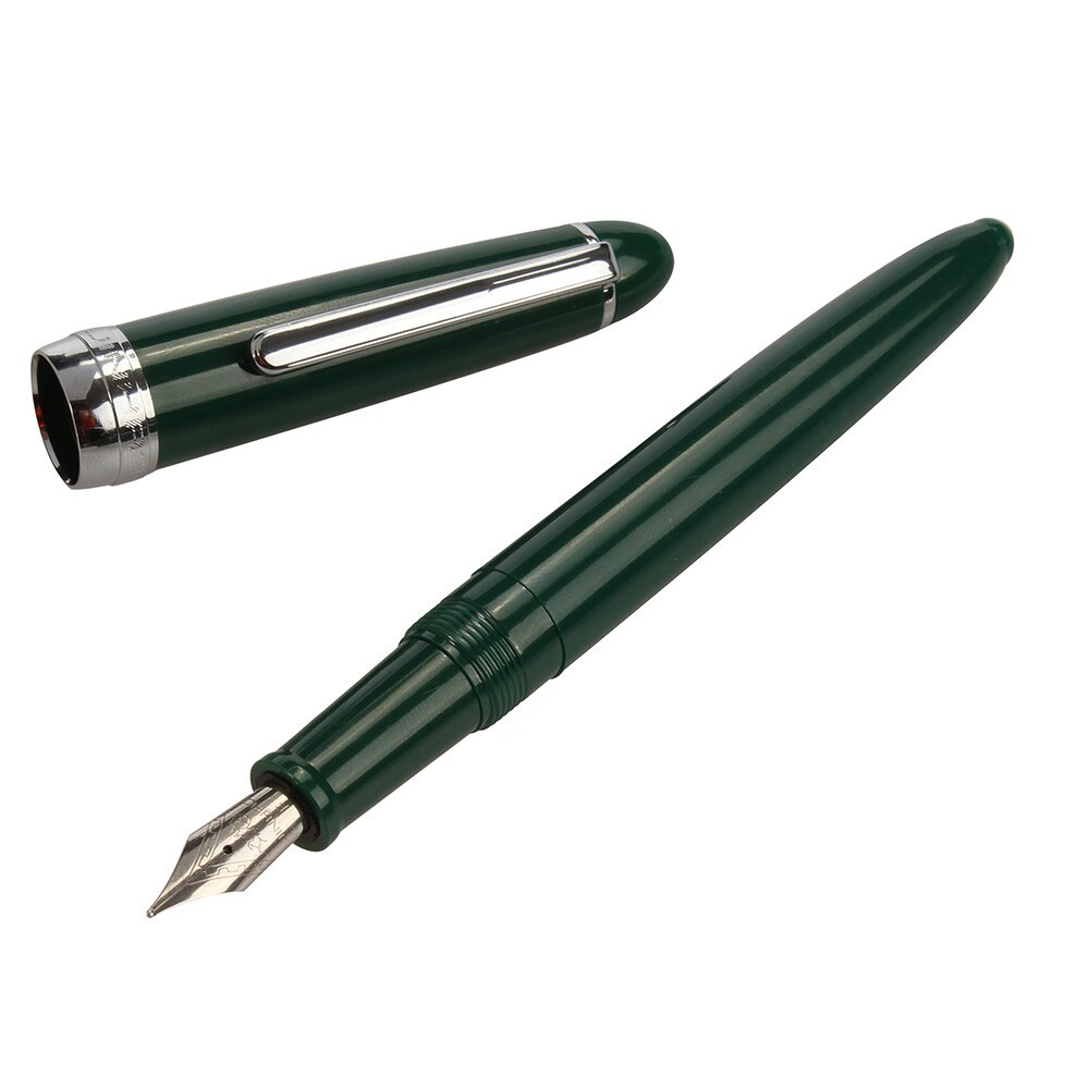 Jinhao 992 etal 0.5mm Fine plume Iridium Point rouge noir bleu foncé stylos avec une pochette en velours fournitures de bureau 1 pc/lot: Green 