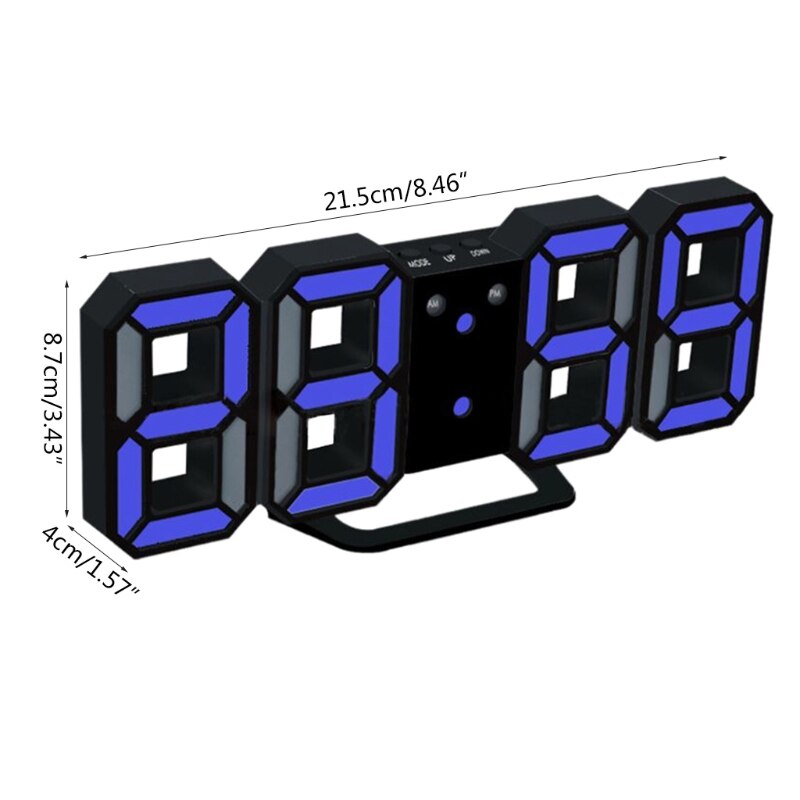 3D Digital Alarm Clock Modern LED Wall / Desk Clocks Time /Date/ Temp G32A