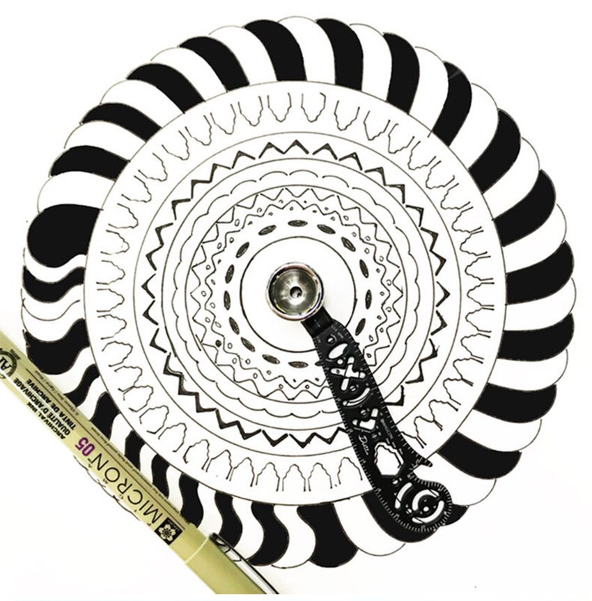 Magcon Compass Pattern Drawing Curved Metallic Ruler Compasses Protractor Multi-functional Gadgets